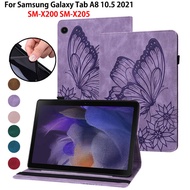 Case for Samsung Galaxy Tab A8 2022 Case 10.5 2021 Case SM-X200 SM-X205 X200 X205 Cover Tablet Retro Butterfly Embossed Stand Case