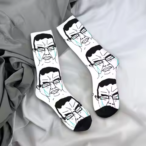 Smiling Wholesome Wojak Soyjak Stockings Funny Socks Autumn Anti-Slip Socks Men Running Sports Mediu