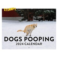 Dogs Pooping 2024 Wall Calendar Funny Dog Pattern 2024 Wall Calendar for New Year Christmas Gifts Durable