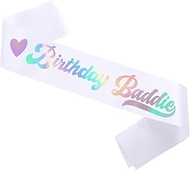 Birthday Baddie Sash for Women Iridescent Foil Official Teenager Sweet 16, 18th 21st 30th 40th 50th 