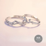 S925 Silver S925 Silver Couple Rings for Men and Women, Simple and Unique Tree Branch Design, Adjust