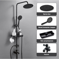 Shower hitam Shower Tiang Set Minimalis Set Shower Mandi Full Set dengan Kran Shower Full