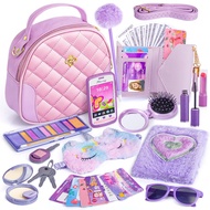 Little Girl Purse with Accessories, My First Purse Set - Play Makeup Diary Eye Mask Wallet Toy Phone