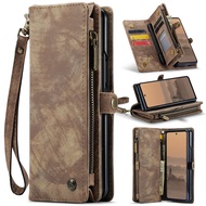 Vintage Suede Z Fold 5 6 7 Wallet Case Leather Flip Cover Multifunction Card Holder Zip Pouch Samsun