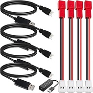 Xiatiaosann 4pcs XH2.54 3.7V to USB Charging Cable 3.7V USB Charger with XH2.54 Connector Plug MX2.0