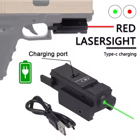 USB Charging Red Green Laser Sight Pointer Airsoft Power Pistol Laser For 11mm 20mm Rail G17 G19 Rec
