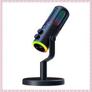 (QBEP) Professional Gaming Microphone with Stand RGB USB Wired Condenser Mic for PC Laptop Streaming