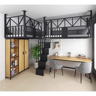 ☟Wrought iron upper children's bed Multifunctional double loft bed space saving loft bed conjoin ✔☊