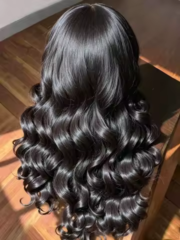 Loose Body Wave 13x4 Lace Front Wigs Lustrous Shine Human Hair Pressure Free Long Black Wig All Day 