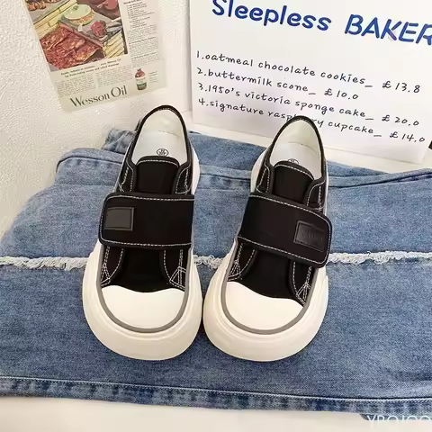 Canvas shoes for women's spring summer new styles niche mango toe thick sole simple comfortable vers