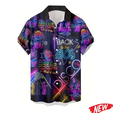 Retro 80s 90s Graphic Hawaiian Shirts For Men 3d Printing Button Shirt Unisex Fashion Street Lapel S