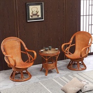 [Upgrade quality]Rattan Chair Three-Piece Set Balcony Table and Chair Rattan Leisure Chair Living Room Set Rattan Chair Household round Rattan Chair