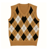 Mughni Rajut Store Unisex Argyle Knit Vest - Stylish & Comfortable for Everyday Wear!