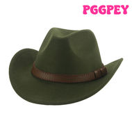 PGGPEY ชุดเดรสหมวกคาวบอย Fedora Wide Brim หมวกผู้หญิงฤดูหนาวคาวบอยหญิงชายตะวันตก,ชุดเดรสหมวกผู้ชายชุดเดรสคาวบอยสไตล์ปานามาใส่ในฤดูหนาว