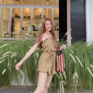 MAY2301 Breathable Short Jumpsuit One-Shoulder Linen Fabric ️Ask Stock Before Ordering Every Order ️