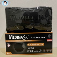 Medimask ASTM LV1 หน้ากากอนามัย สีดำ 1กล่อง 50ชิ้น