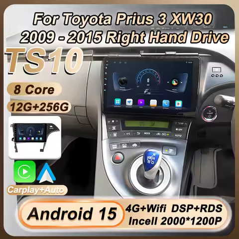 Android 15 Wireless Android Auto For Toyota Prius 3 XW30 2009 - 2015 Right Hand Drive Car Radio Carp