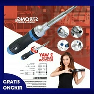 *Bisa Cod *Obeng Interchangeable Rachet Driver Set Toho 19 In 1 Obeng Ratchet