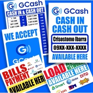 GCASH Rates | Gcash Name Number | Load Bills Payment Laminated Waterproof A4 Signage