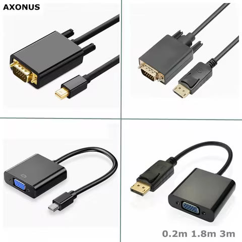 DisplayPort / Mini DP to VGA male female Cable Adapter, gold-plated plug 1080P Displayport DP Source