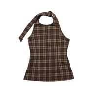 FRANK! Howdy halter neck tartan brown