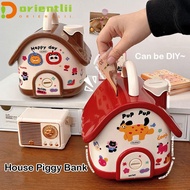 ORIENTLII House Piggy Bank, To Save Large Capacity Money Box, Portable With Key Lock Saving Money Bo