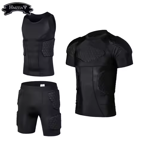 Men's Padded Shirt Training Vest T-shirt Short Set Ribs Thighs Buttocks Protector Football Basketbal
