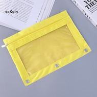 SSK_ Wear-resistant Pencil Cases Large Capacity Pencil Cases Capacity Waterproof Pencil Case with Transparent Window School Office Stationery Storage Bag 3 Ring Binder Pouch
