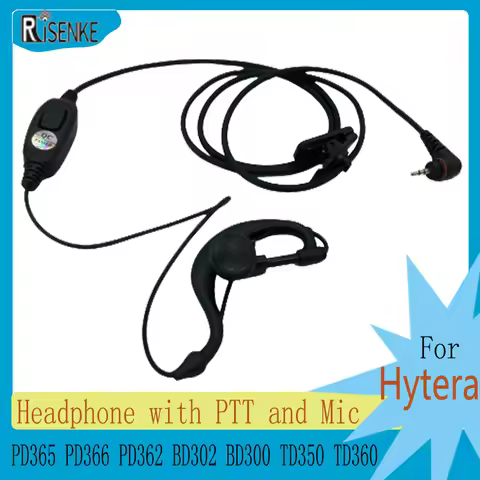 RISENKE-Walkie Talkie Earpiece Headset for Hytera,PD365,PD366,PD362,BD302, BD300, TD350, TD360, Radi
