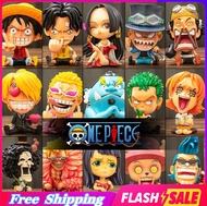 โมเดลชิ้นเดียว ONE-PIECE Luffy Ace Sanji Zoro Nami Frankie Model Q Version Action Figure Doll Ornaments Car Decoration