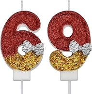 VSHILI 69th 96th Birthday Candles, Red 96 69 Year Old Number Birthday Candles, Happy Birthday Party