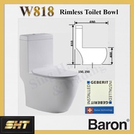 Baron W818 one piece toilet bowl Rimless (Offer sale) available S-Trap  & P- Trap with Geberit flush