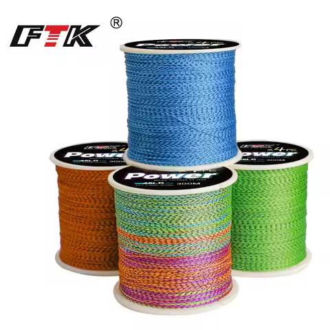 FTK X4 Super Strong 4 Strands Braided Fishing Line 0.16-0.35mm 300M/500M 6.81-20.46Lb Multifilament 