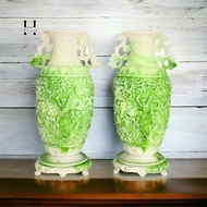 Water hyacinthbag carved with nine dragons and pearls, 35 cm high, HANMYNGHE cast stone powder