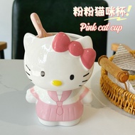 Cute pink cat mug, ceramic mug, suitable mug, breakfast mug, small uniform water mug, birthday gift