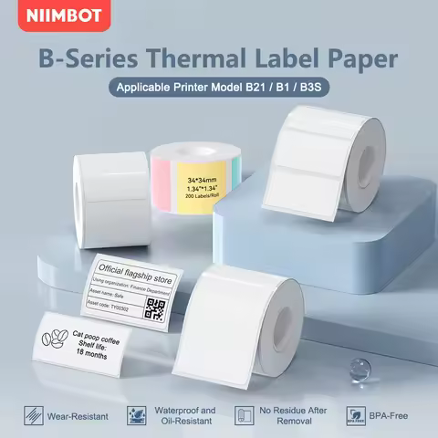 Niimbot B-Series Label Paper Roll Thermal Sticker Self-adhesive Printer Stickers For Niimbot B1 B21 