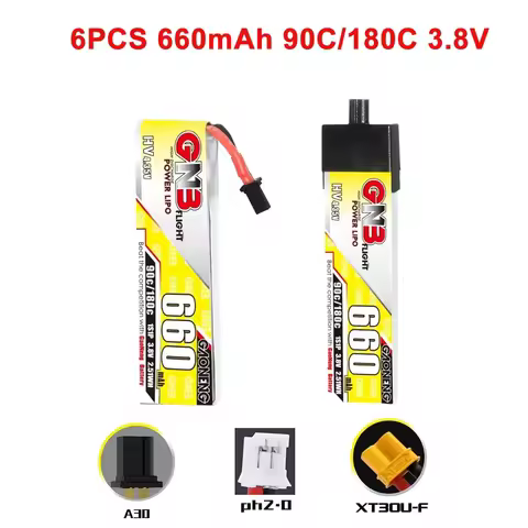 GAONENG GNB 3.8V 660mAh 1S 90C/180C HV Lipo Battery With A30 Plug For Cetus Pro FPV Drone DIY Connec
