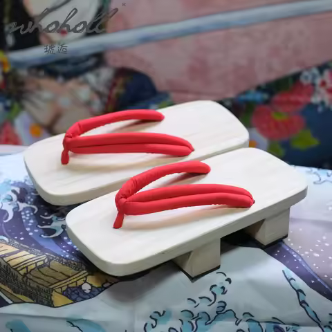Thick Platform Two-teeth Geta Man Women Slippers Japanese Wood Geta Anime Coplay Costumes Shoes Flip