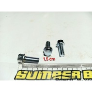 MESIN White Flange Bolt M6 田 15 (1.5cm) Key 8 Engine Block/ FO/ Flange/ Bolt