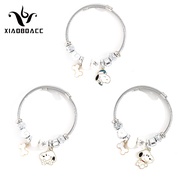 XiaoboACC Stainless Steel Cartoon Snoopy Lucky Beads Bracelets Women Niche Party Charm Bangels Jewel
