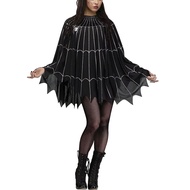 ผู้หญิง Halloween Cloak Gothic Spider Web เสื้อคลุมแหลมเสื้อคลุมไหล่สําหรับคอสเพลย์เวทีปาร์ตี้