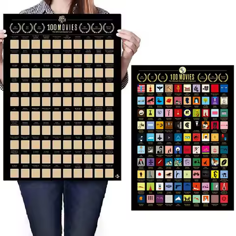 100 Movies Scratch Off Film Poster Wallpapers Wall Decorate For Movie Lovers Poster Must-See Movies 