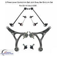 8 Piece Lower Control Arm Ball Joint Sway Bar End Link Set for 03-14 Volvo XC90
