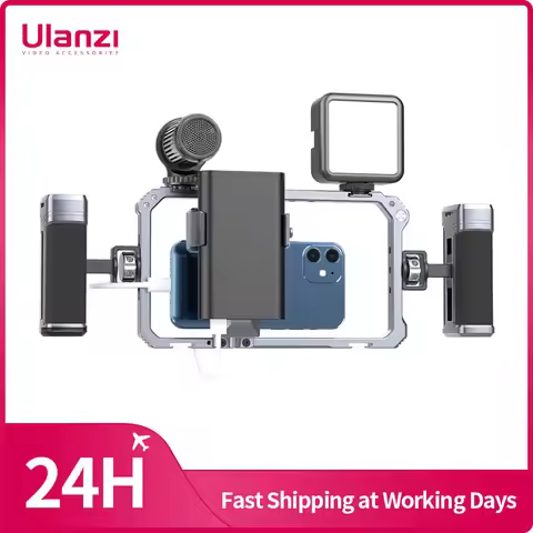 Ulanzi Universal Smartphone Video Rig Phone Cage with Dual Hand Grip Phone Vlog for iPhone Android S
