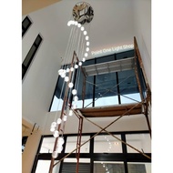 [Heigh Adjustable] Modern LED Long Pendant Crystal Ball G9 Holder Hanging Light (include 3colour BUL