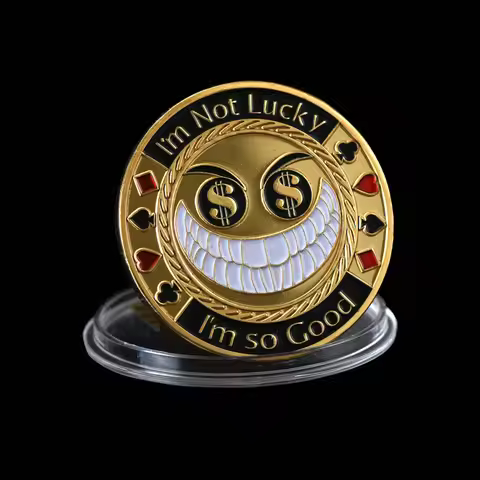 Evil Smile Face Poker Casino Chips Coin "I'm So Good" Table Game Poker Card Guard "I'm Not Lucky" Ch