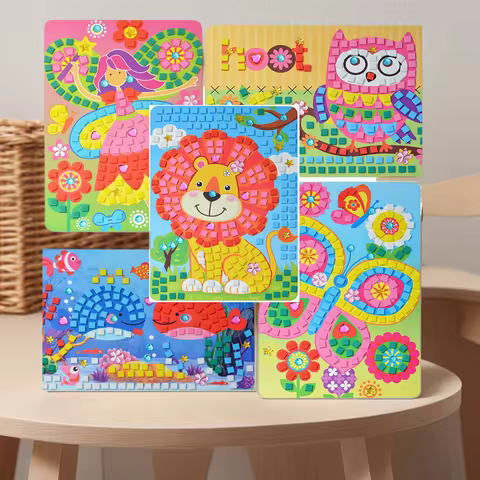 DIY Crystal Mosaic Sticker Kit EVA Foam Puzzle Art with Sparkle Gems Creative Educational Crafts for