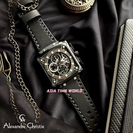 [Original] Alexandre Christie 3030 MCLIPBA Chronograph Square Men's Watch Black Case Black Genuine Leather
