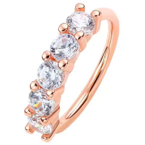 14K Real Solid Gold With 5A Clear Zircon Nose Ring Bendable Body Jewelry KB04G-2008