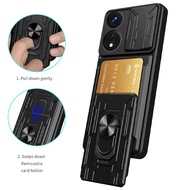 For OPPO A58 A78 5G Case Card Slot Slide Camera Protect Armor Phone Case For OPPO A58 A 58 78 Magnet